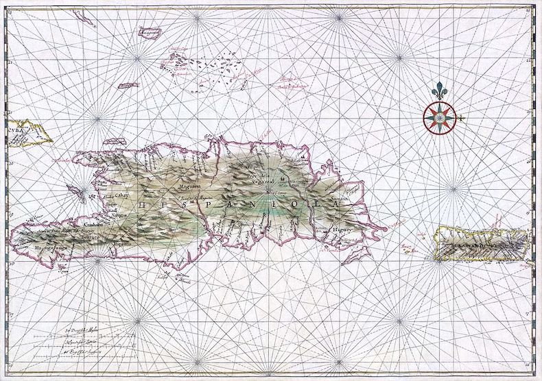 Carte d'Hispaniola, Haïti moderne et République dominicaine, en 1639